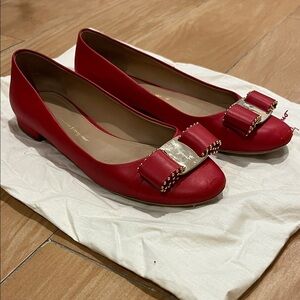 FERRAGAMO  Red Ballerina Flats